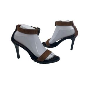 Donald J Pliner Brown Ceara Pony Hair Embellished Buckle Heels Size 7 Women's